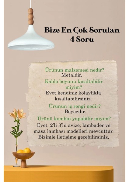 Şık Ahşap Boncuklu Tekli Avize, 35x35 cm, Modern ve Hafif Tasarım modelleri
