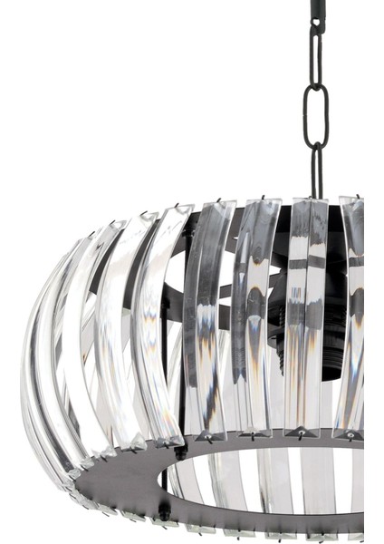 Şık Siyah 22 cm Kristal Taşlı Cam Avize, T.tesisatlı, modern tasarım
