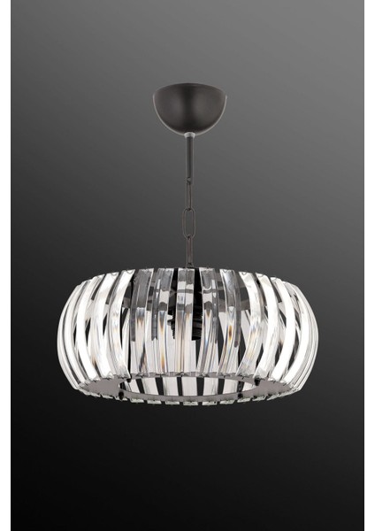 Şık Siyah 22 cm Kristal Taşlı Cam Avize, T.tesisatlı, modern tasarım
