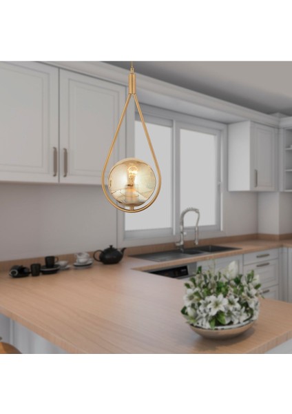 Tekno Trust Mirza Tekli Eskitme Bal Camlı Modern Sarkıt Mutfak Salon Sarkıt Avize