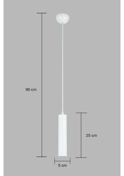 Modern metal tavan sarkıt avize, LED ampul dahil, 25x90 cm, şık ve sade tasarım