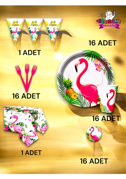 16 Kişilik Flamingo Temalı Premium Set - Doğum Günü Parti ve Eğlenceli Etkinlikler fiyatları