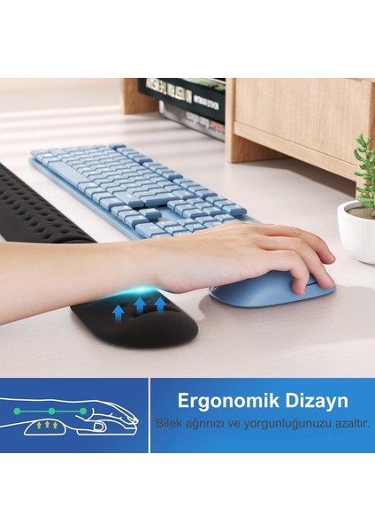 Klassegear Klavye ve Fare Bilek Desteği Seti, Memory Foam, Ergonomik Bilek Pedi, Kaymaz Tabanlı