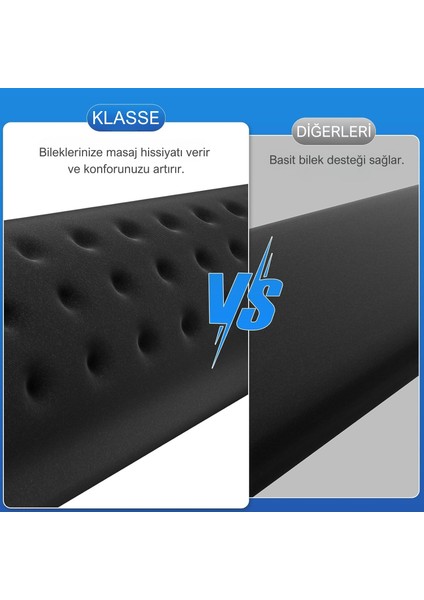 Klassegear Klavye ve Fare Bilek Desteği Seti, Memory Foam, Ergonomik Bilek Pedi, Kaymaz Tabanlı