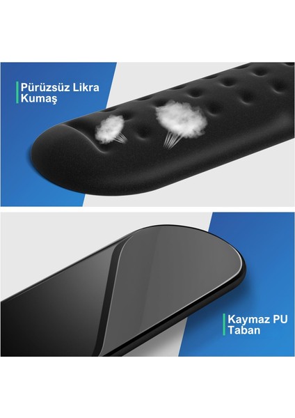 Klassegear Klavye ve Fare Bilek Desteği Seti, Memory Foam, Ergonomik Bilek Pedi, Kaymaz Tabanlı