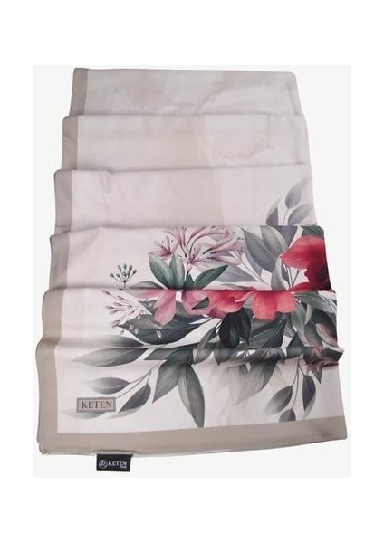 Zincir Kare Twill Çiçekli Desenli Şal