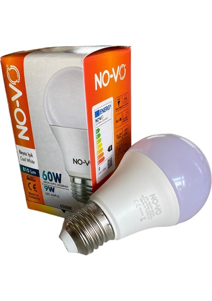 No-Vo 9 Watt LED 60W Akkor Ampul Değerinde E27 LED Ampul Beyaz Işık