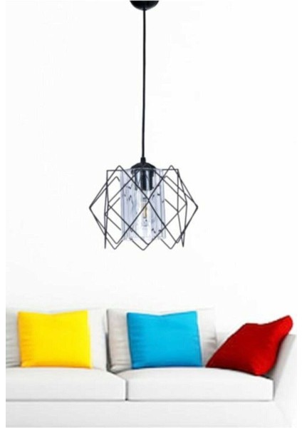 Şık Siyah Metal Sarkıt Avize 34x48 cm, Salon, Mutfak ve Çocuk Odası için ideal