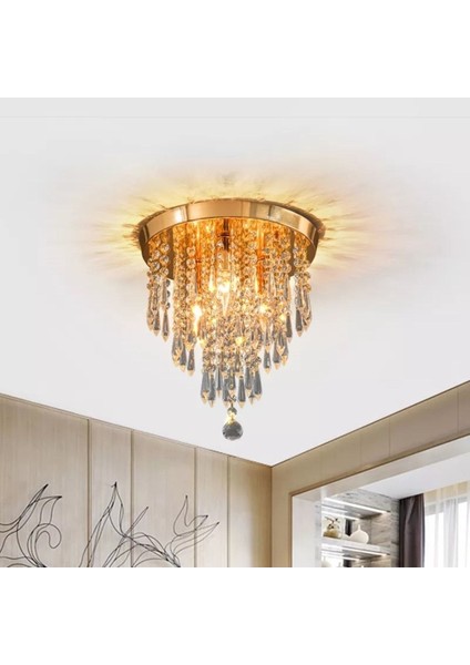 Tekno Trust Ahenk Gold Kristal Taşlı Modern Salon Avize