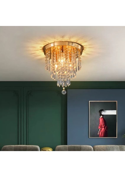 Tekno Trust Ahenk Gold Kristal Taşlı Modern Salon Avize