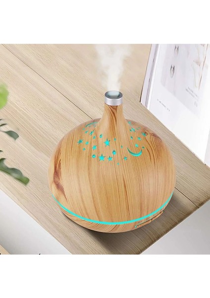 Renkli Ultrasonik Aroma Difüzörü, LED Işık, Hava Nemlendirici, Kahverengi, 2 Yıl Garanti