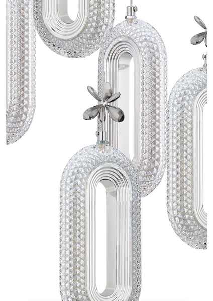 Tekno Trust LED Alfa 5'li Gümüş 3 Renk Ledli Kristal Taşlı Modern LED Avize modelleri