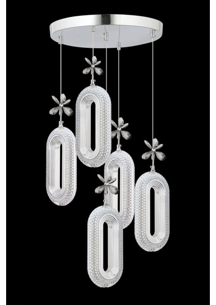 Tekno Trust LED Alfa 5'li Gümüş 3 Renk Ledli Kristal Taşlı Modern LED Avize fırsatları