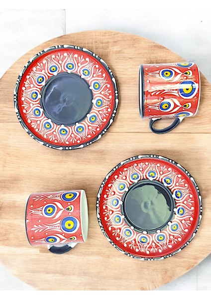 Nazar Boncuğu Temalı 2 Kişilik Kahve Fincan Takımı (2 Farklı Model Seçeneği Ile...)