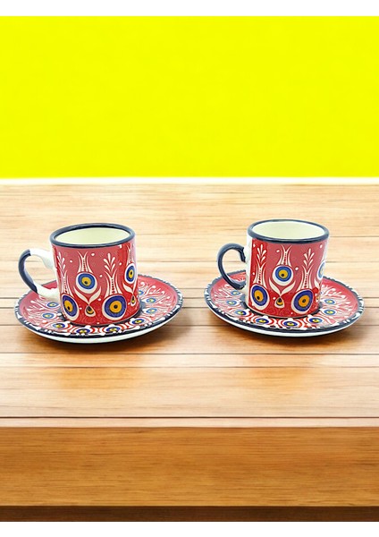 Nazar Boncuğu Temalı 2 Kişilik Kahve Fincan Takımı (2 Farklı Model Seçeneği Ile...)