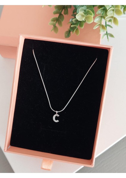Çelik Silver Rodyum Kaplama Harf Kolye C Harfi