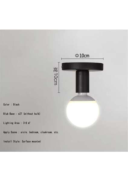 Tekno Trust Tavana Sıfır Plafonyer Metal Siyah Avize E-27 Duy