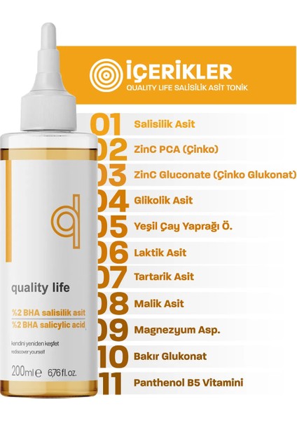 Salisilik Asit Tonik Cilt Temizleme 200 ML, Aha Bha Yüz Tonik, Siyah Nokta Temizleme, Akne Siyah Nokta Karşıtı,