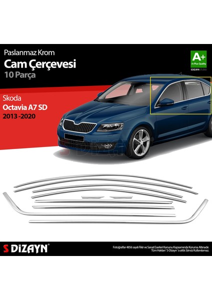 Skoda Octavia A7 Sd Krom Cam Çerçeve Seti 10 Prç 2013-2020 A+ Kalite