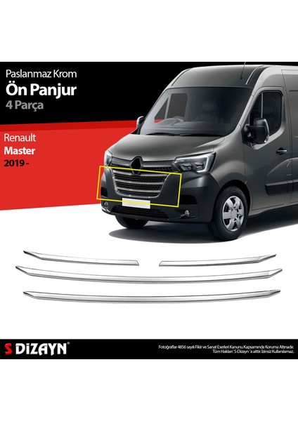 Renault Master Krom Ön Panjur 4 Prç. 2019 Üzeri