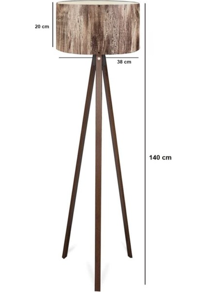Ahşap Ayaklı Ağaç Kabuğu Desenli Dekoratif Lambader AYD-2965