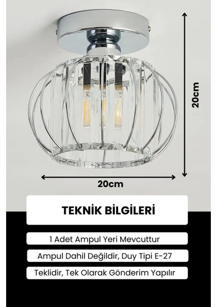 Tekno Trust Elegrante Model Krom Renk Kaplama Metal Kristal Taşlı Yatak Odası Salon Oturma Odası Plafonyer Aviz
