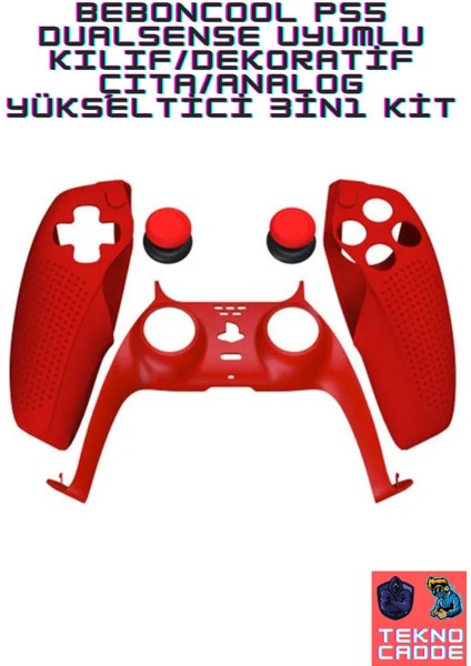 3in1 Ps5 Dualsense Dekoratif Çıta Analog Yükseltici Silikon Kılıf Joystick Koruyucu Kit