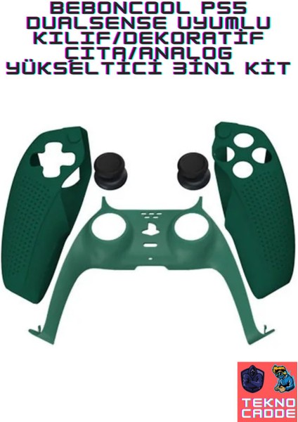 3in1 Ps5 Dualsense Dekoratif Çıta Analog Yükseltici Silikon Kılıf Joystick Koruyucu Kit