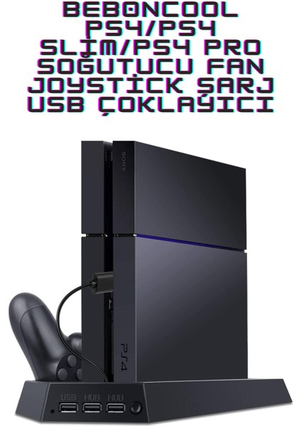 TP4-023B Ps4 Fat/ps4 Slim/ps4 Pro Uyumlu Soğutucu Fan Joystick Şarj Dikey Stand