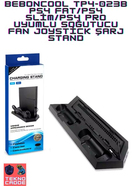 TP4-023B Ps4 Fat/ps4 Slim/ps4 Pro Uyumlu Soğutucu Fan Joystick Şarj Dikey Stand