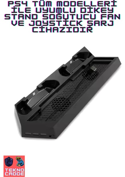TP4-023B Ps4 Fat/ps4 Slim/ps4 Pro Uyumlu Soğutucu Fan Joystick Şarj Dikey Stand