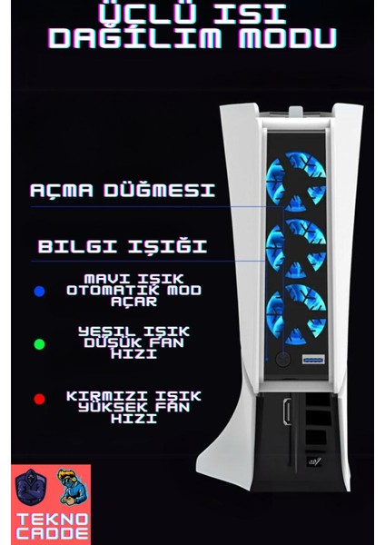 PG-P5S004 Ps5 Slim Disk/ps5 Slim Dijital Uyumlu Işıklı Smart Oto Soğutucu Fan modelleri