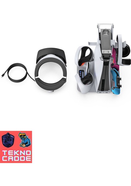 TP5-3513 Ps Vr2 Joystick Şarj Ps Vr2 Gözlük Stand Ps5 Disk Ps5 Dijital Soğutucu Fan Stand