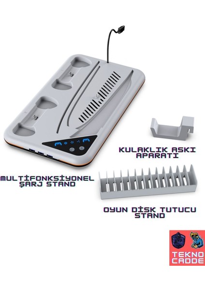 TP5-3557 Ps5 Disk Ps5 Dijital Ps5 Slim Disk Ps5 Slim Dijital Rgb Şarj Stand Soğutucu Fan modelleri