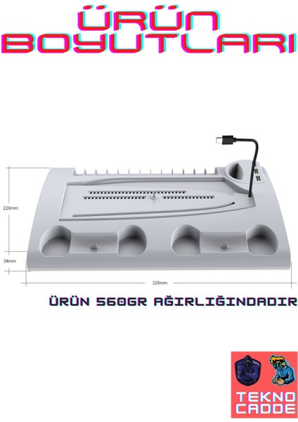 TP3570 Ps5 Slim Disk Ps5 Slim Dijital Ps5 Disk Ps5 Dijital Rgb Joystick Şarj Stand Soğutucu Fan