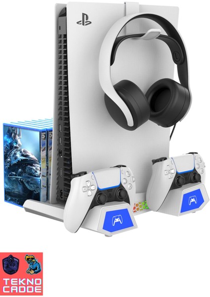PG-P5S023 Rgb Ps5 Disk Dijital/ps5 Slim Disk Dijital Disk Hazneli Stand Soğutucu Fan