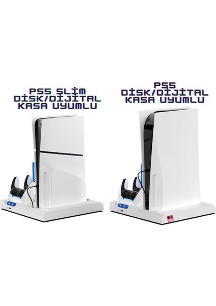 Ps5 Disk Dijital/ps5 Slim Disk Dijital/ps Vr2/ps Kumanda Tutucu Şarj Stand Soğutucu Fan