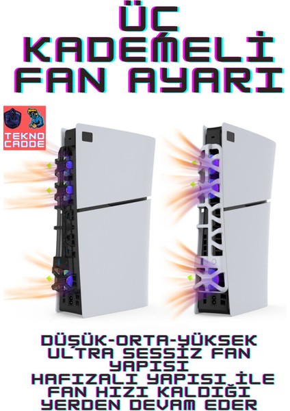 TP5-3538S Ps5 Slim Disk Ps5 Slim Dijital Uyumlu Rgb Arka Soğutucu Fan