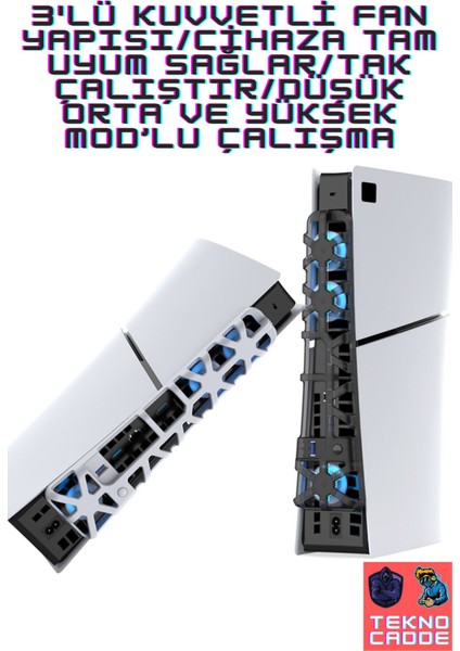 TP5-3538 Ps5 Slim Disk/ps5 Slim Dijital Versiyon Uyumlu Işıklı Arka Soğutucu Fan modelleri