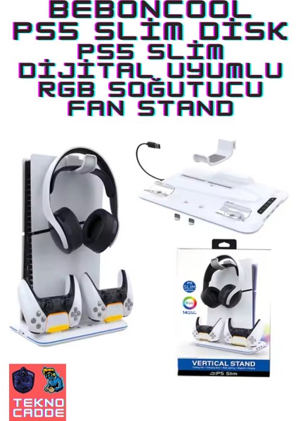 Ps5 Slim Disk/ps5 Slim Dijital Uyumlu Rgb Soğutucu Fan Stand