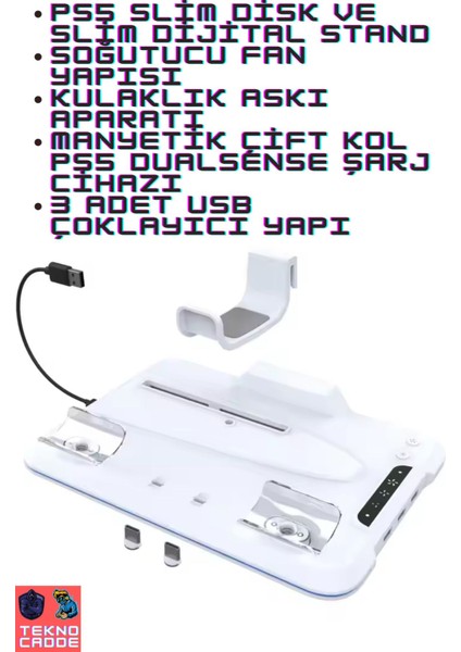 Ps5 Slim Disk/ps5 Slim Dijital Uyumlu Rgb Soğutucu Fan Stand