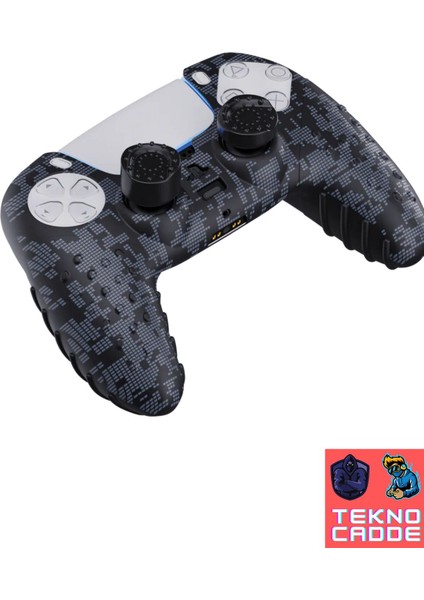 Ps5 Dualsense Uyumlu Dijital Kamo Silikon Kılıf Analog Yükseltici Koruyucu Pad