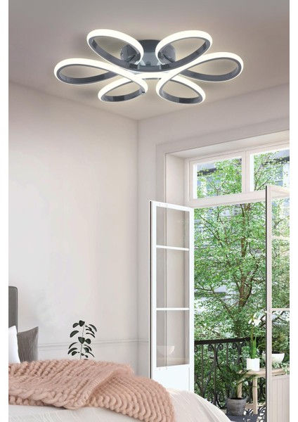 Modern Füme 6'lı LED Plafonyer, 50x50 cm, alüminyum, şık aydınlatma seçeneği
