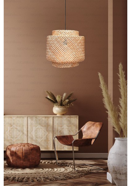 Tekno Trust Sinnerlig Bambu Avize 40CM- Iskandinav, Modern, Bohem, Rattan Avize, Aydınlatma