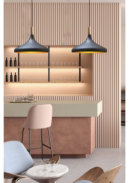 Tekno Trust Siyah Champion Ahşap Tekli Avize Sarkıt Salon Mutfak Cafe Butik Lamba Aydınlatma Avizeler
