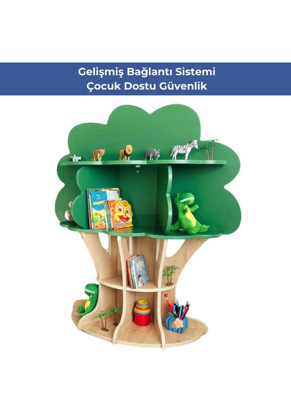 Ağaç Tasarımlı Çocuk Kitaplığı 4 Raflı