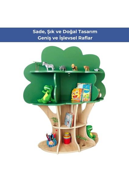 Ağaç Tasarımlı Çocuk Kitaplığı 4 Raflı