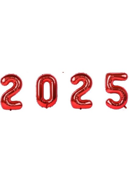 Yılbaşı Partisi Kırmızı 2025 Folyo Balon Set