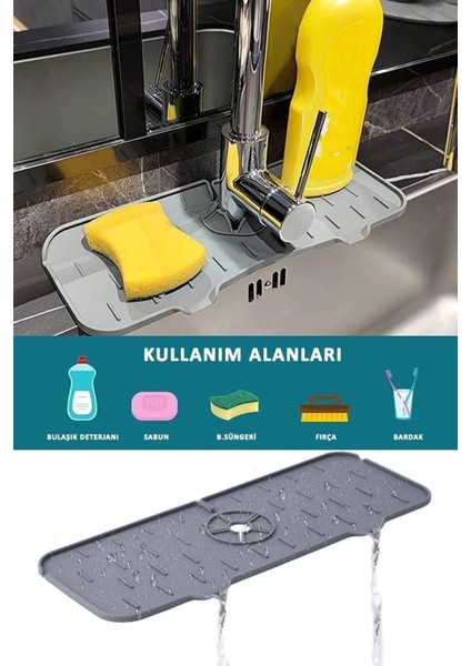 Silikon Su Tutucu Musluk Matı Mutfak Ve Banyo Için Sıçrama Koruyucu Lavabo Matı Tezgah Üstü Mat