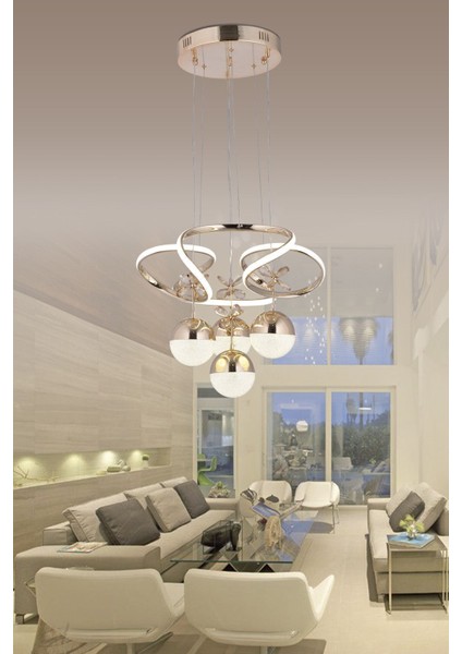 3 Renk Kumandalı ve Dimmerli Gold LED Kristal Avize, 4 Başlık, 50x100 cm fiyatları